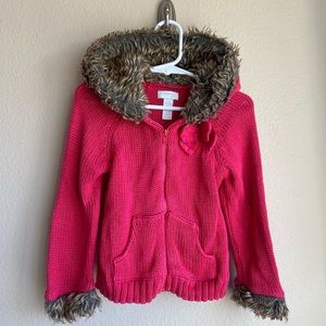 First Impressions Sweater Hoodie with Faux Fur Hood 24 months
